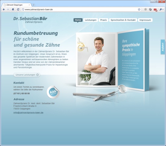 Website des Zahnarzt Dr. B&auml;r aus G&ouml;ppingen