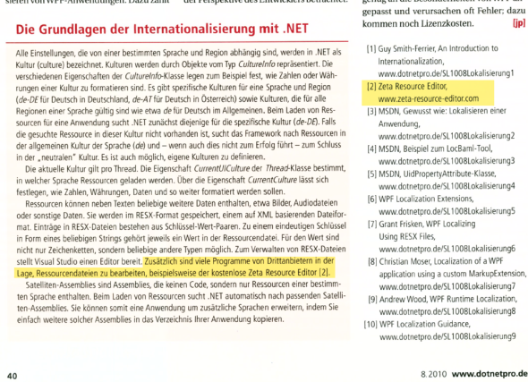 Zeta Resource Editor im Magazin dotnetpro