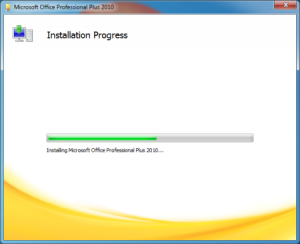 Bildschirmfoto des Installationsassistenten von Microsoft Office Professional Plus 2010