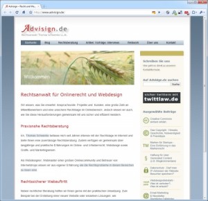 Bildschirmfoto der Website von Advisign.de