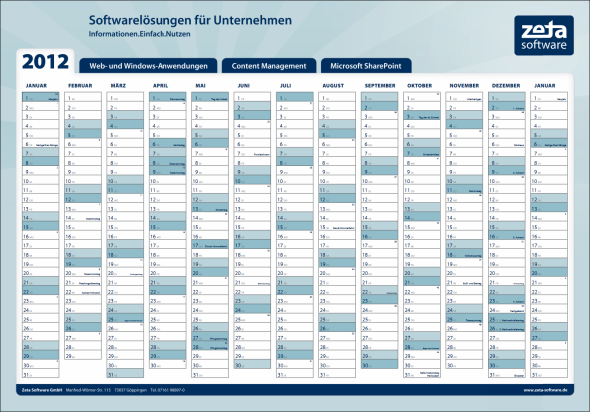 Württemberg baden kalender 2012 Feiertage 2012